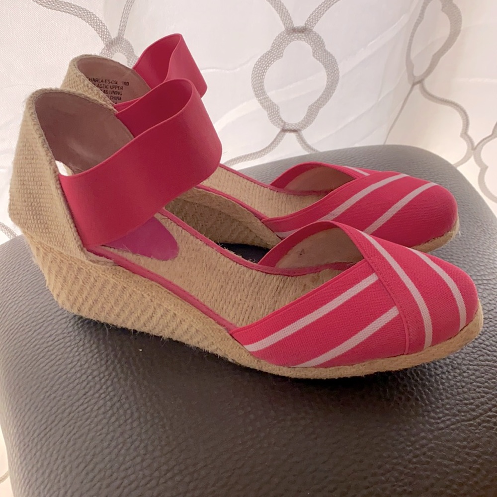 Lauren Womens Sz 10 wedge pink/white